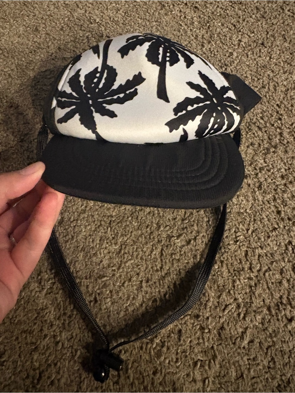 Kids Black & White Palm Print Sun Hat